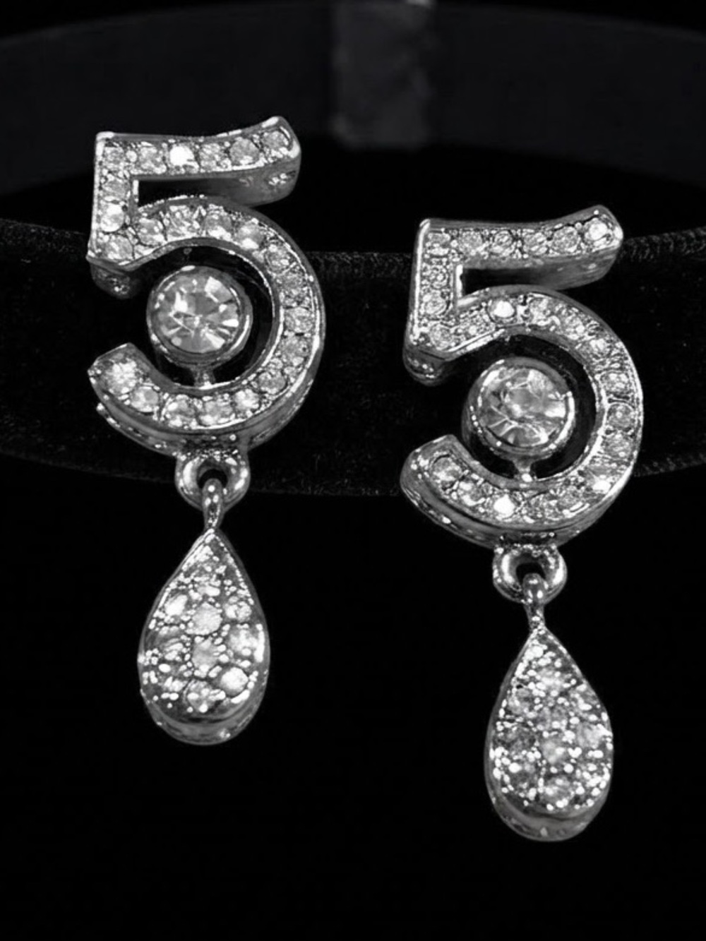 Stunning Silver Crystal -5 Long Drop Earrings